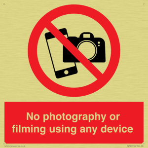 No photography or filming using any device
